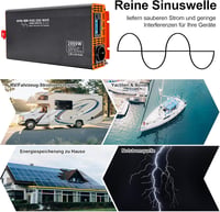 DATOUBOSS Feszültségátalakító 12V-230V 2000W/4000W Tiszta Szinusz Inverter LCD Kijelzővel, USB és Type-C Porttal Lakóautóhoz, Autóhoz 7