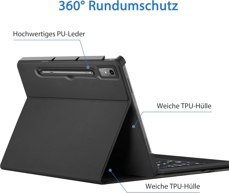 Lenovo Tab P12 2023 Bluetooth QWERTZ billentyűzetes tok, tollartóval - EasyAcc