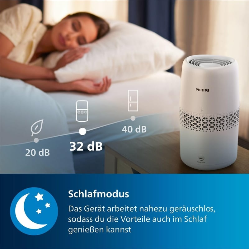 Philips Humidifier 2000 Series Párásító, 99,97%-kal Kevesebb Baktériummal, 2L Tartály, 31m² Helyiséghez, Ultra Csendes 32dB, Automata Kikapc