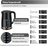 ForMe Rozsdamentes Acél Vízforraló 1,7L - Digitális LED Kijelző, 40-100°C Hőmérséklet Szabályozás, Melegen Tartó Funkcióval, Teafőzéshez, BP 2
