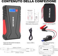DINKALEN 800A erős hordozható autós bikázó powerbank, LED lámpával 8