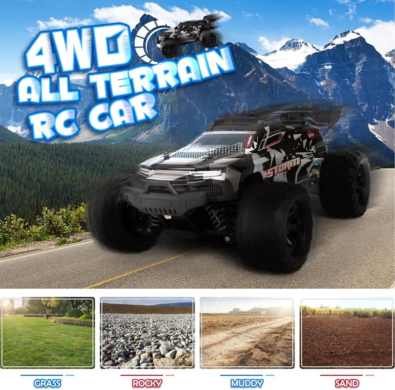 Kizeefun 40 km/h-s távirányítós autó, 1:18 offroad buggy LED fényekkel