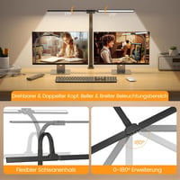 SIBRILLE RGB Dupla Fejes Asztali Lámpa - 22W LED, 80cm, Csíptethető, Távirányítós, Állítható Színhőmérséklet, Szemvédő Monitor Világítás 2