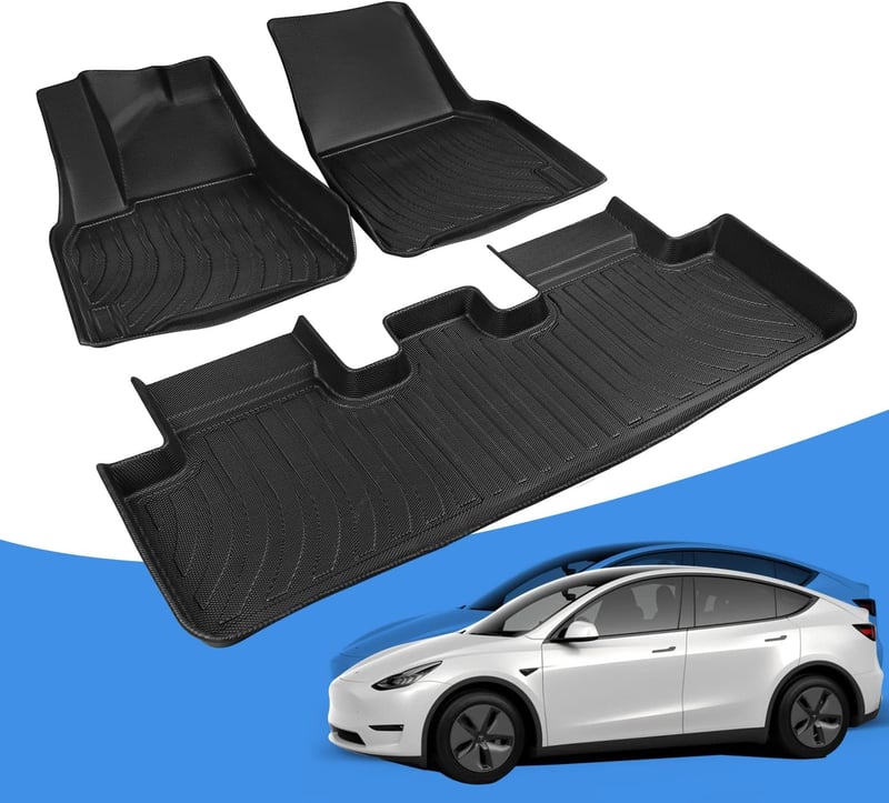 Tesla Model Y TPE padlószőnyeg - Teljes védelem minden évszakban (fekete)