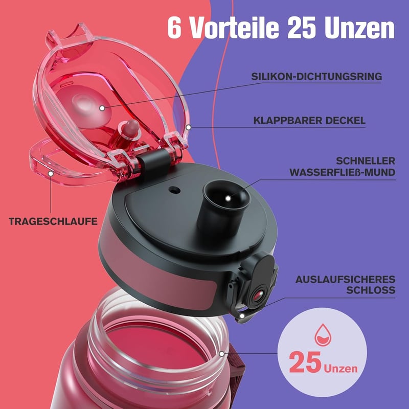 Sahara Sailor BPA-mentes 750ml-es sportkulacs - Szivárgásmentes, kerékpározáshoz, kempingezéshez