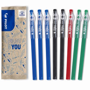 Pilot FriXion Ball Stick törölhető zselés toll készlet 11 db - 3 kék, 3 fekete, 2 piros, 2 zöld, közepes hegy, iskolai — 8 db-os szett