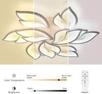 Sky angle LED Mennyezeti Lámpa Távirányítóval - Virág Alakú Dizájn, Fényerőszabályozható, 9 Fejes, 84 cm Átmérőjű, Nappali és Hálószoba Vilá 2