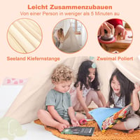 Tiny Land Gyerek Indián Sátor Fényekkel és Tábortűz Játékkal - Mosható Tipis Játszósátor Hordtáskával, Beltéri Játéktér Fiúknak és Lányoknak 5