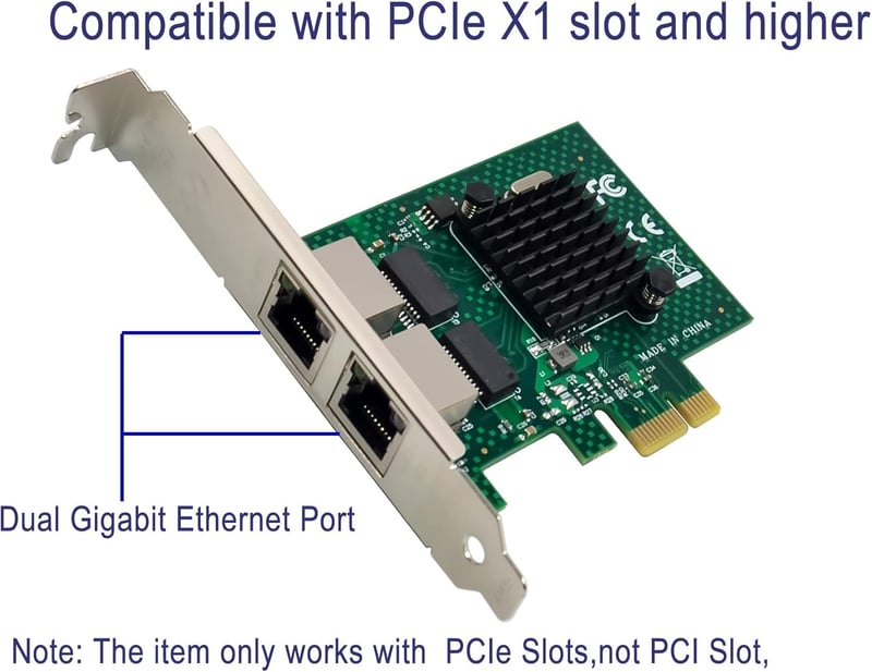 Dual-Port Gigabit Ethernet PCIe hálózati kártya BCM5720 chippel, Windows és Linux szerverekhez