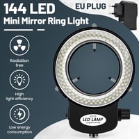Tiamu LED Gyűrűs Mikroszkóp Világítás 144 LED-del, Állítható Fényerő 0-100%, 6000K Sztereó Mikroszkóp Lámpa Ékszerjavításhoz Fekete 4
