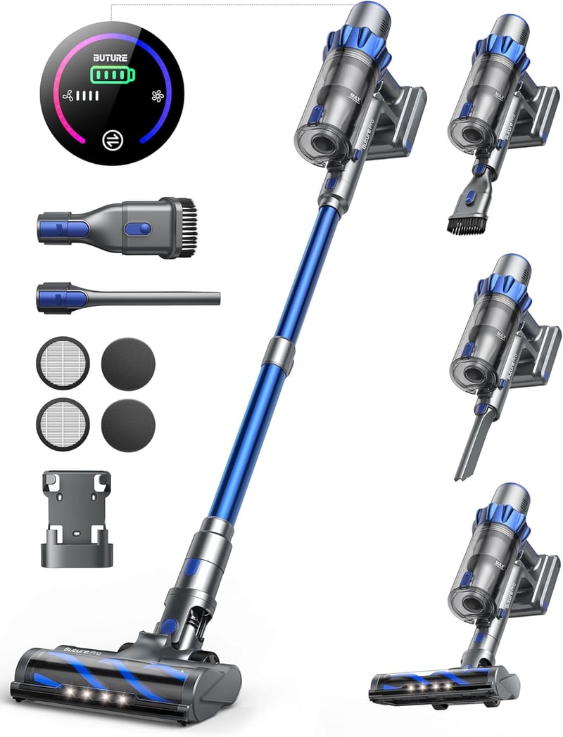 Buture Pro BP10 Akkumulátoros Porszívó, 33000PA/450W, Intelligens Auto Mód, Érintőkijelző, 55 Perc Üzemidő, Kisállat Szőr Eltávolító, 1,5L P