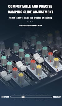 Weymic F7 Professzionális Keverőpult 7 Csatornával - USB Audio Interfész, Sztereó Hangszínszabályzó DJ, Színpad, Karaoke Használatra 12