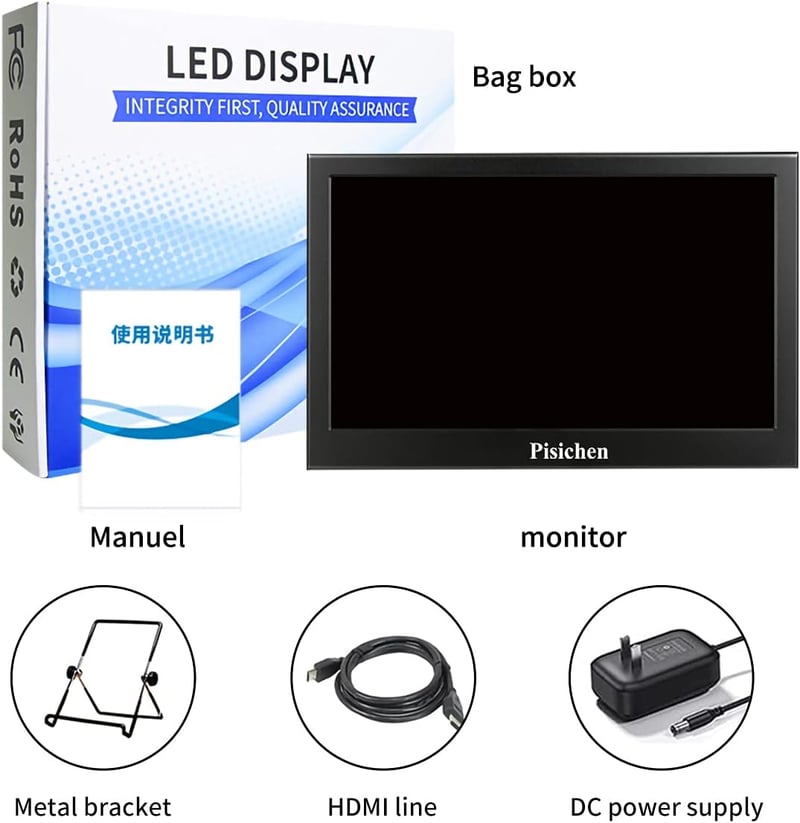 PISICHEN 17,3" Hordozható Full HD Monitor Laptophoz, PS4-hez, USB/HDMI