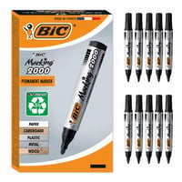 Marker permanent BIC Marking 2000 negru, 1,7 mm, pentru hârtie, metal, lemn, plastic, sticlă — set de 10 bucăți (lipsesc 2 bucăți) 2