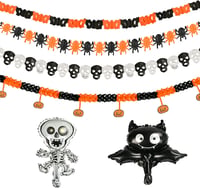 Halloween Parti Dekoráció Szett: Léggömbök, Zászlók, Sütőtökök és Rémisztő Figurák 1