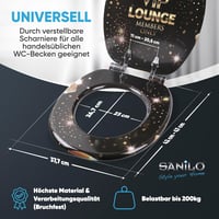 Sanilo Fa WC Ülőke Soft-Close Funkcióval - Ovális, Fekete VIP Lounge Dizájn, Tartós Minőségi Faanyag, Szerelési Kellékekkel, 2,7 kg 4