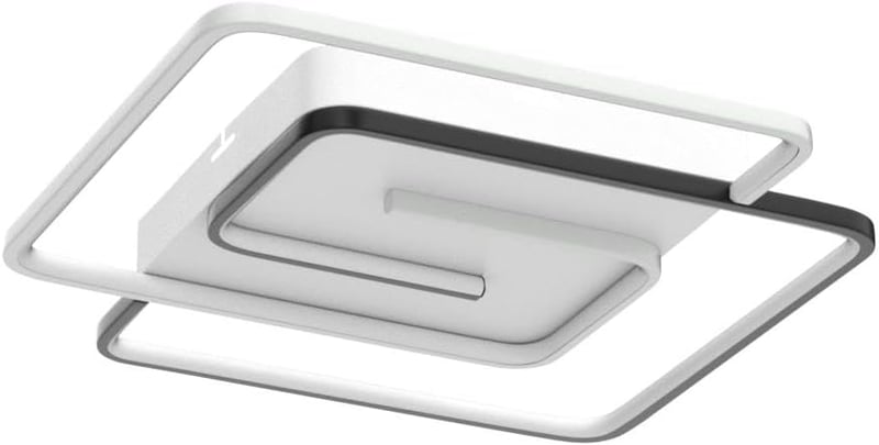 minifair Modern LED Mennyezeti Lámpa 36W 50cm - Távirányítós Négyzet Alakú Fekete-Fehér Fényerőszabályozható Lámpatest Nappaliba Hálószobába