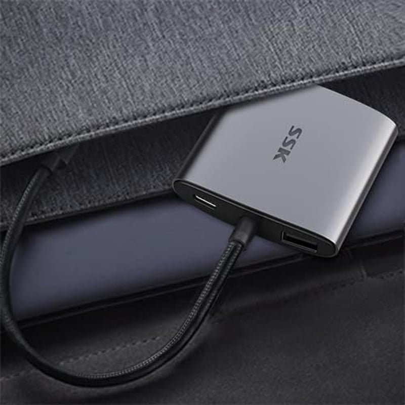 SSK 4K/60Hz Dual HDMI USB-C Hub - MacBook, Lenovo, Dell, HP, Samsung kompatibilis