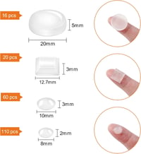 SEPGLITTER 206 db Öntapadós Átlátszó Gumipuffer Szett - Ajtókhoz, Bútorokhoz, Fiókokhoz - Ütközésgátló Zajcsökkentő Védőpárna 4 Méretben 2
