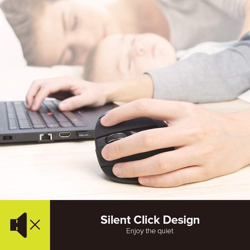 DeLUX M618ZD ergonomikus, vezeték nélküli, balkezes egér - RGB, 4000 DPI, újratölthető, csendes