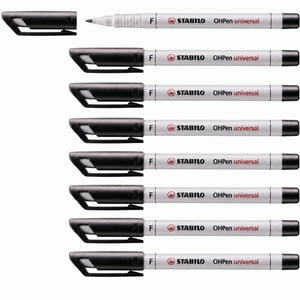STABILO OHPen Universal flomaster za foliju, topljiv u vodi, tanki vrh, crni, set od 9 komada