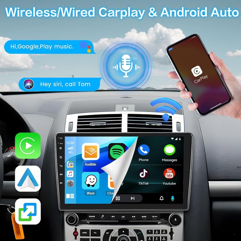 Inefala Android 15 Autórádió Peugeot 407 (2004-2008) - 9" Érintőképernyő, 2GB+64GB, Vezeték Nélküli CarPlay, GPS Navigáció, WiFi, Bluetooth,