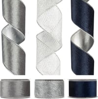 KI Store kétoldalas csillámos bársony szalagkészlet - 3 db kék, ezüst, átlátszó 1