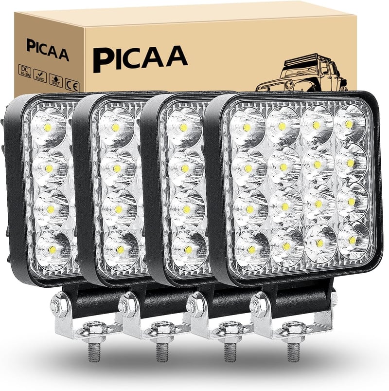 PICAA 48W LED munkalámpa, 4db, traktorhoz, baggerhez, terepjáróhoz, 12-24V