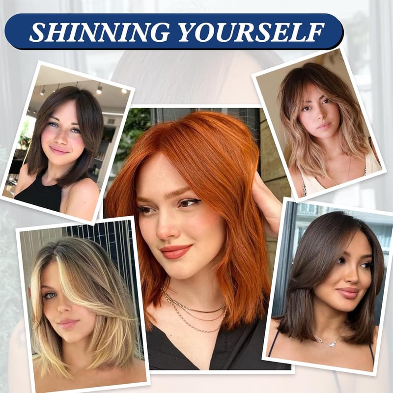 HAIRCUBE Női Paróka 40 cm Ombre Világosbarna Frufruval - Hullámos Szintetikus Paróka Hétköznapi és Cosplay Használatra