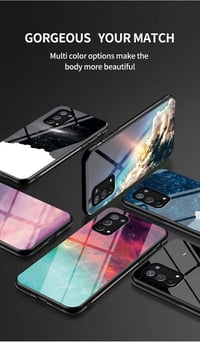 Oppo A74 5G Kék Csillagos Védőtok - Színátmenetes Üveg és TPU 3