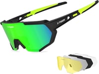 X-TIGER Kerékpáros Napszemüveg, UV400 Védelemmel, 5 Cserélhető Lencsével, TR90 Keret, Unisex Sport Szemüveg Futáshoz, Biciklizéshez 1