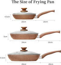 Innerwell Gránit Serpenyő Készlet 3 db (20+24+28 cm) Fedővel - Indukciós Tapadásmentes Edények, Sütőben Használható, Mosogatógépben Mosható, 8
