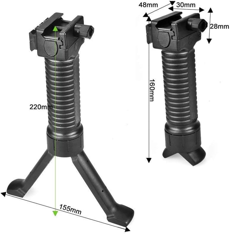 OTraki állítható magasságú bipod markolat, QD Picatinny sínre, airsoft puskához