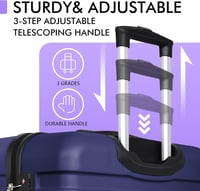 AnyZip Bőrönd Szett 3 db - Kemény Héjú PC ABS Utazóbőrönd TSA Zárral, 4 Kerekű, Könnyű Gurulós Bőröndkészlet M-L-XL Méretben, Sötétkék 7