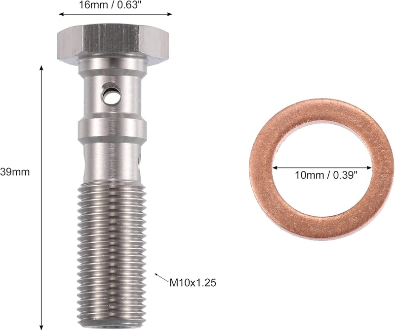 Autohaux M10x1.25 Turbó Fékvezeték Csavar Dupla Banjo Csavar 39mm