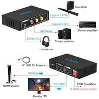 VEDINDUST 4K HDMI Audio Extraktor - Optikai, Koaxiális, L/R és 3,5mm Sztereó Kimenettel, HDCP, Dolby DTS 5.1 Támogatással, HDTV, PS4, Blu-ra 2