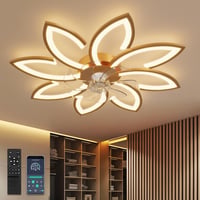 YUNLONG 90 cm Mennyezeti Ventilátor LED Világítással - Csendes DC Motor, Távirányítós, 6 Sebességes, Arany Színű, Hálószobába, Nappaliba 1