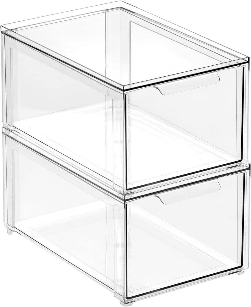 mDesign átlátszó műanyag fiókos doboz - 2 db-os szett hűtőbe, konyhába