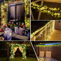 HUIYOU Napelemes LED Borostyán Fényfüzér - 6m, 60 LED, 8 Világítási Mód, IP65 Vízálló, Kül- és Beltéri Dekoráció Esküvőre, Kertre, Erkélyre 7