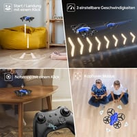 Tomzon Mini Drón Gyerekeknek - Kék, 24 Perces Repülési Idő, Harci Mód, 360° Védelem 5