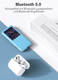 AGPTEK 32GB MP3 Lejátszó Bluetooth 5.0 - 2,4" Színes Kijelző, Beépített Hangszóró, 128GB-ig Bővíthető (Kék) 3