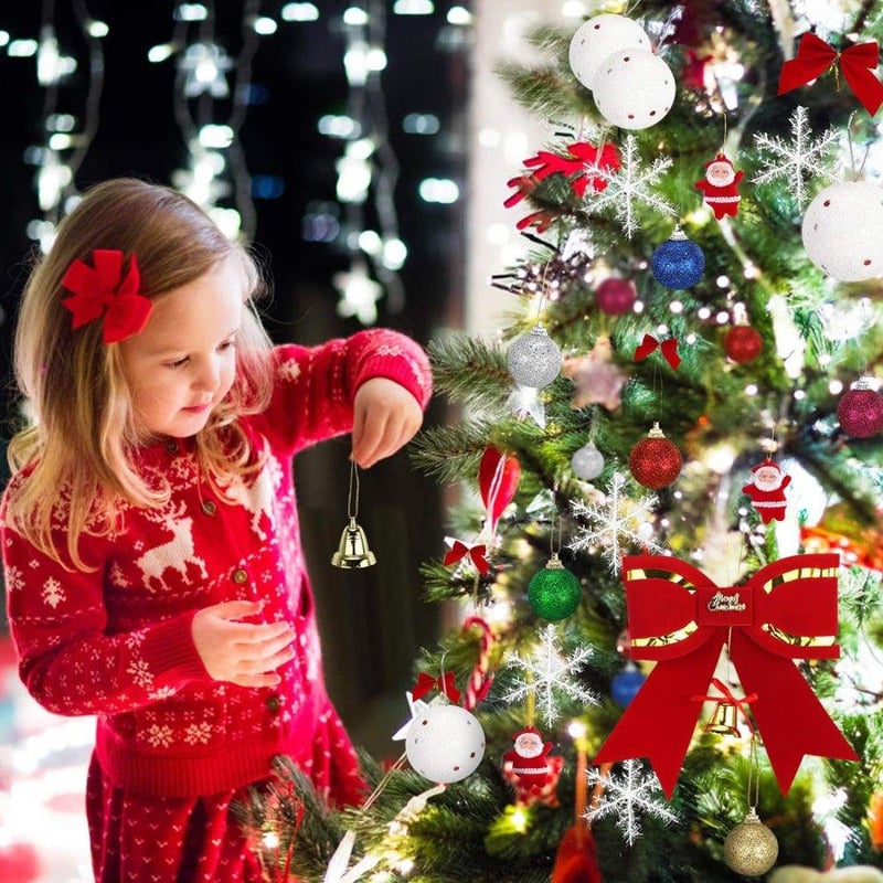 Karácsonyfa Díszítő Készlet 78 db - Csillagok, Masnik, Cukorkák, Hógömbök