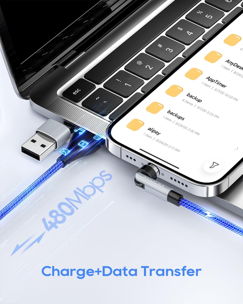 KUULAA 6 az 1-ben mágneses töltőkábel, 360°-os, USB-C/A, 2m, gyorstöltés