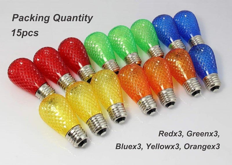 Törésálló E27 LED Színes Izzó Készlet Kültéri Füzérekhez - 15db S14