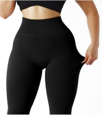 SUUKSESS Fekete Magas Derekú Bordázott Leggings L-es Méretben 4