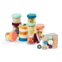 Babymoov Babybols üvegtároló bébiétel készítéshez és fagyasztáshoz - 4x220ml + 4x100ml tárolóedény + receptkönyv, BPA-mentes, mosogatógépben 1