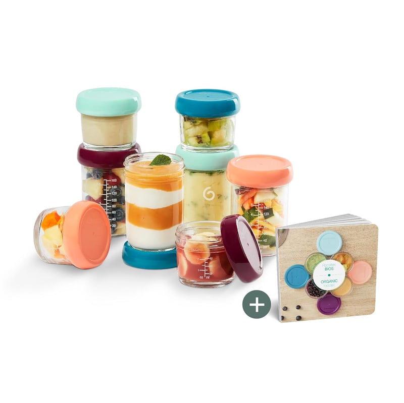 Babymoov Babybols üvegtároló bébiétel készítéshez és fagyasztáshoz - 4x220ml + 4x100ml tárolóedény + receptkönyv, BPA-mentes, mosogatógépben