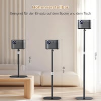 POLESTO Fém Projektor Állvány 50-125 cm, 360° Forgatható Nehéz Fém Talp, 5 kg Teherbírás, Kompatibilis Projektorokkal, Kamerákkal és Mobilte 2
