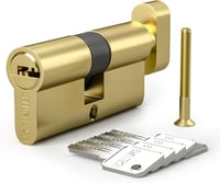 Bwintech 40T/40mm Euro Sárgaréz Hengerzár - 5 Kulcsos Biztonsági Zárbetét Betörésvédelemmel, Fúrásgátlóval, Csiszolt Réz Kivitelben 1