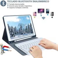 iPad 10.2 Bluetooth billentyűzetes tok - KBCASE spanyol kiosztású, levehető, 9./8./7. generációhoz 5